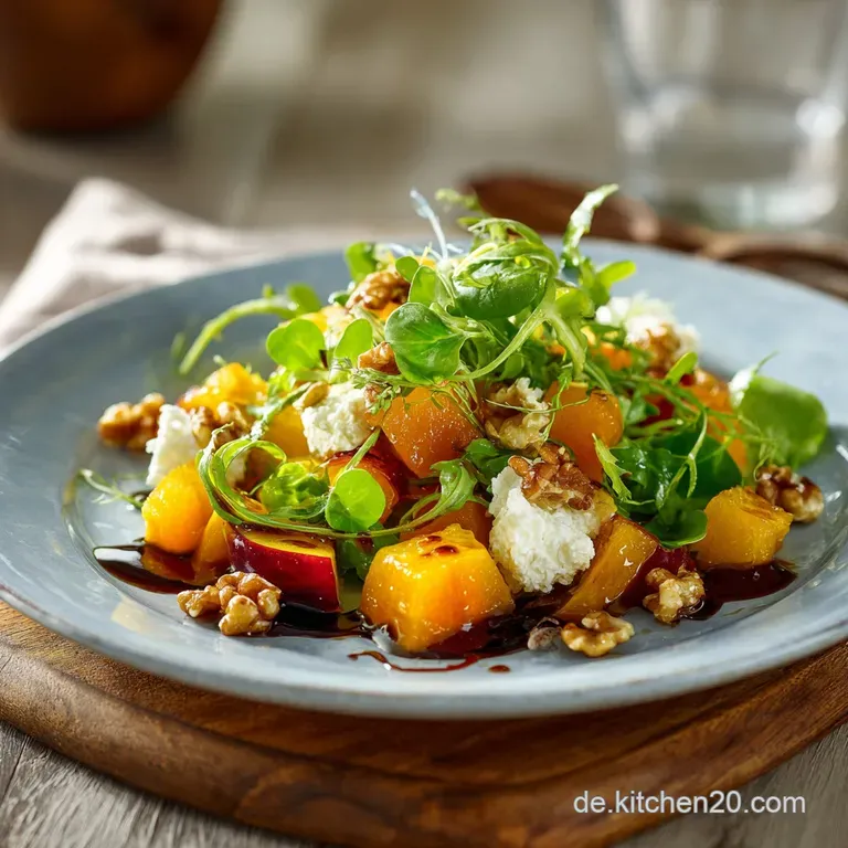 Der Goldene Herbst Ger&ouml;steter Hokkaidosalat Mit Ziegenk&auml;se Ahorndressing presentation