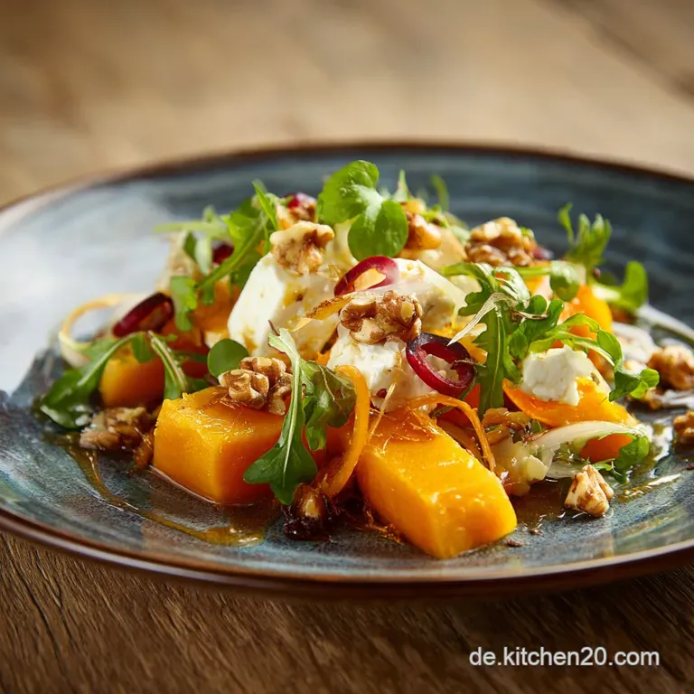 Der Goldene Herbst Ger&ouml;steter HokkaidoSalat mit Ziegenk&auml;se AhornDressing