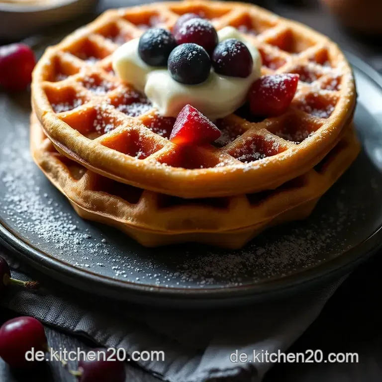 Glutenfreie Schokoladenwaffeln Mit Rhabarberkompott presentation