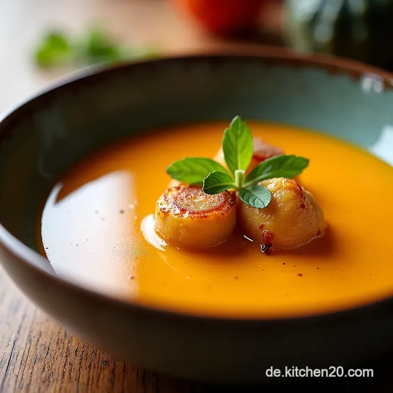 Goldener Herbsttraum Einfache Hokkaidok&uuml;rbissuppe Mit Kartoffeln presentation