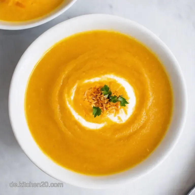 Goldener Herbsttraum Kürbissuppe mit Kokosmilch und Ingwer