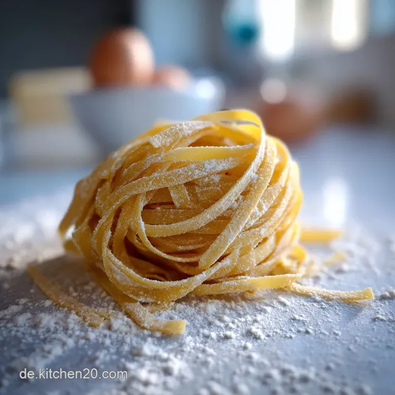 Perfectly plated pile of fresh noodles, illuminated with golden olive oil, and sprinkled with vibrant herbs for a gourmet ...
