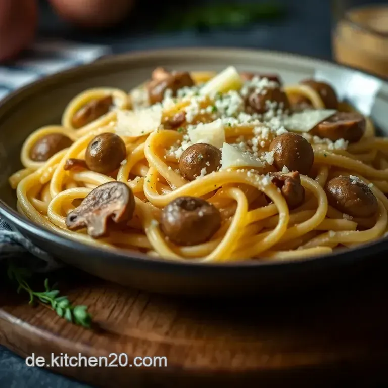 Hausgemachte Pasta Mit Einer Cremigen Pilzsauce presentation