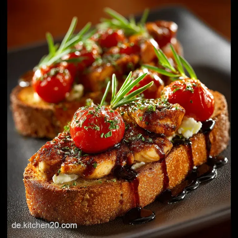 Herzhaftes MittelmeerGlück Saftige HähnchenBruschetta mit Tomaten presentation