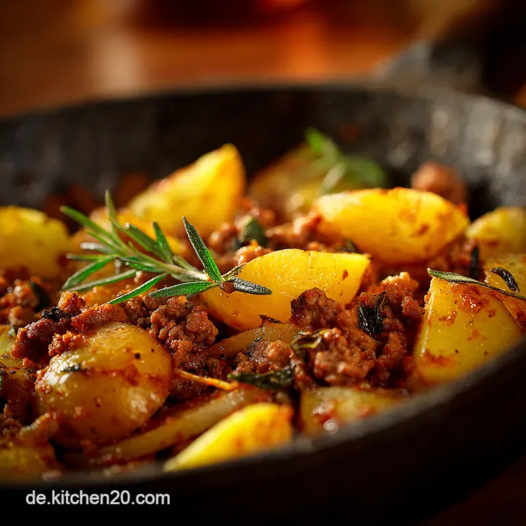 Herzhafte Kartoffelpfanne mit Hackfleisch Majoran Omas FeierabendKlassiker