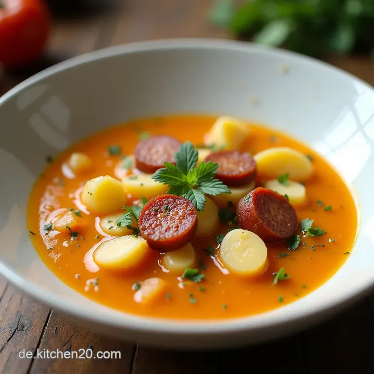 Das Beste Kartoffelsuppe Rezept Cremig und Herzhaft mit Würstchen Omas Beste Cremige Herzhafte Kartoffelsuppe mit RauchwurstEinlage