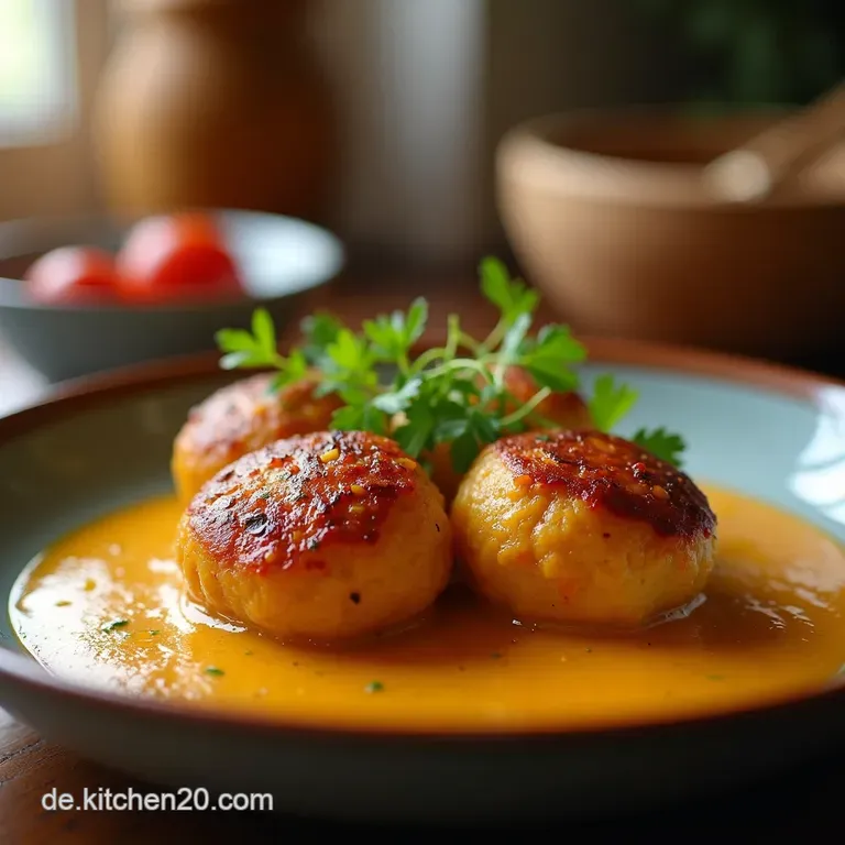 Herzhafte Linsenb&auml;llchen in Cremiger Currykokossauce presentation