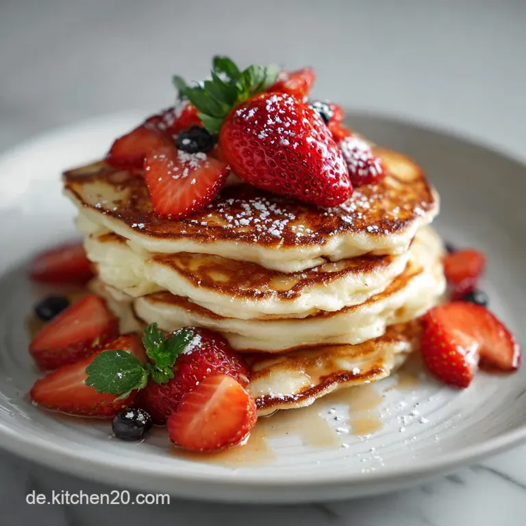 Savory pancake drizzled with creamy sauce and vibrant green herbs, beautifully plated, showcasing texture and appetizing v...