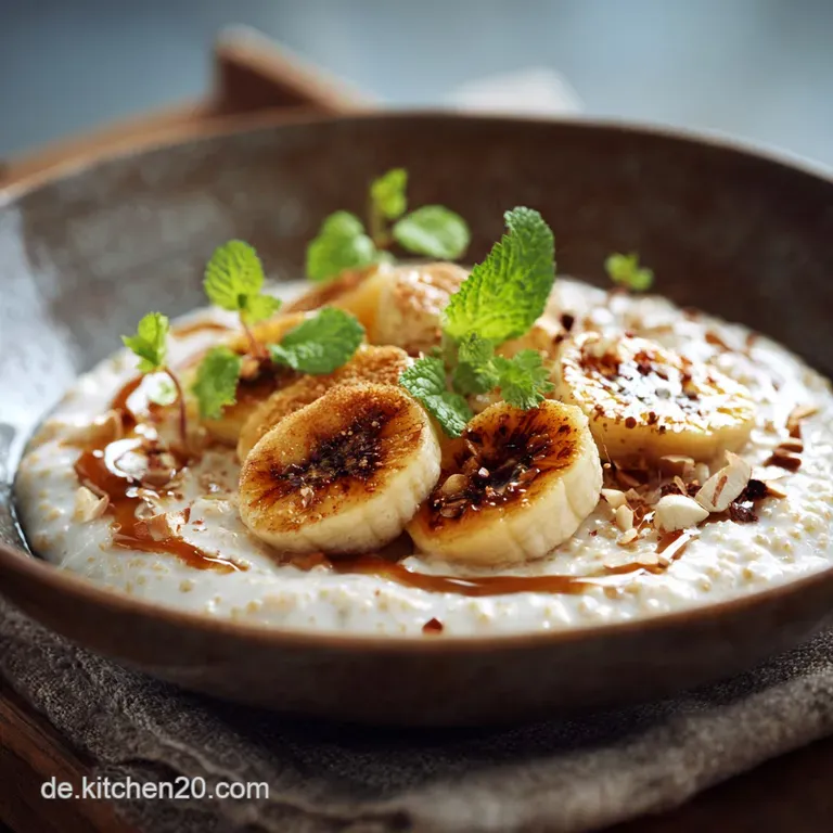 Hirsepowerfr&uuml;hst&uuml;ck Cremiges Porridge Mit Karamellbananen Und Einem Hauch Zimt presentation