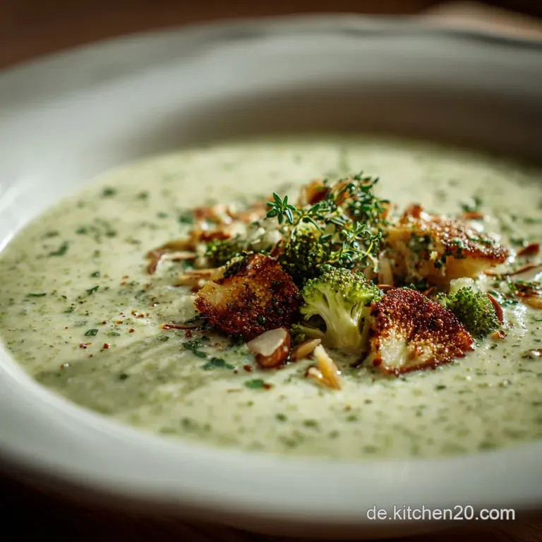 Cremige Keto Brokkolisuppe mit ger&ouml;steten Mandelbl: Samtig s&auml;ttigend schnell