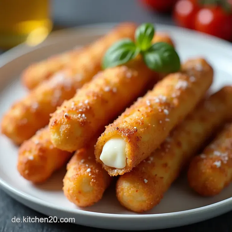 Knusprige Mozzarella Sticks aus der Hei&szlig;luftfritteuse Perfekt paniert