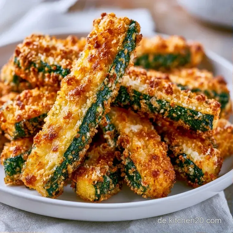 Knusprig goldene Zucchini-Stifte auf einem dunklen Holzbrett, dekoriert mit frischem gr&uuml;nem Schnittlauch und Zitrone.