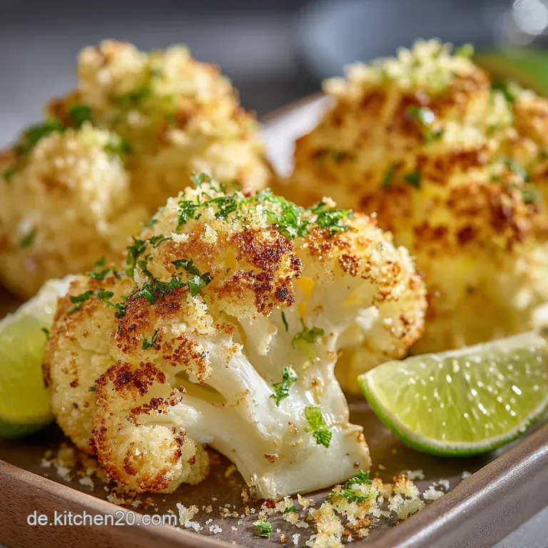 Knuspriger Ger&ouml;steter Blumenkohl mit Knoblauch Zitrone