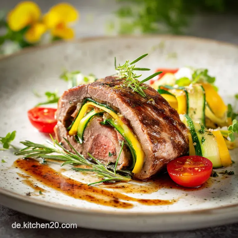 Delicate, rolled pastries stand upright, revealing a smooth, white filling. Garnished with fresh chives, and artfully plat...