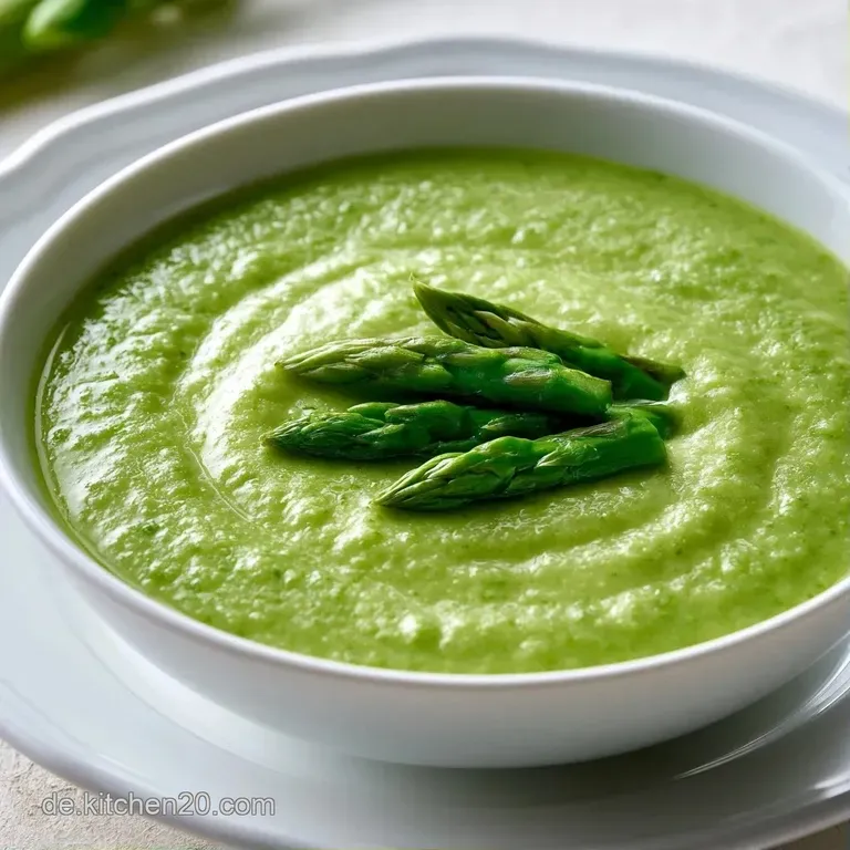 Vier Schalen mit leuchtend gr&uuml;ner Suppe auf einem rustikalen Holztisch, garniert mit frischen Kr&auml;utern und Pfeffer.