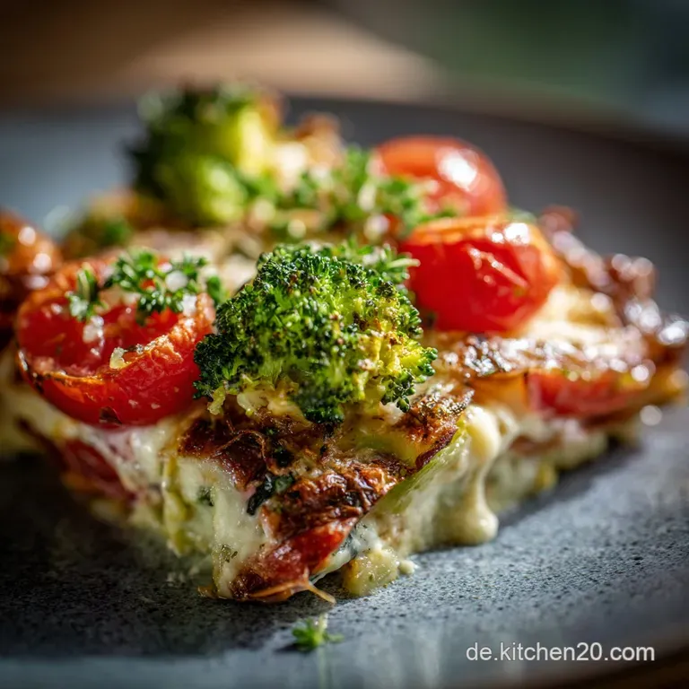 Low Carb BrokkoliTomatenAuflauf Der Fitmacher mit goldbrauner K&auml;sehaube