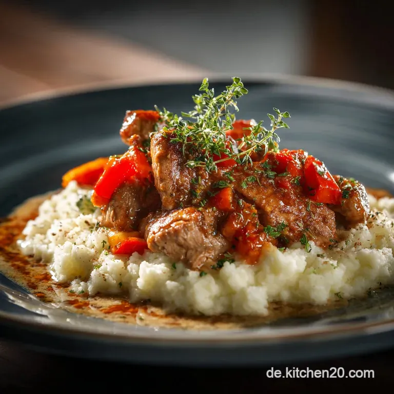 Paprikageschnetzeltes mit Blumenkohlreis Der cremige LowCarbKlassiker