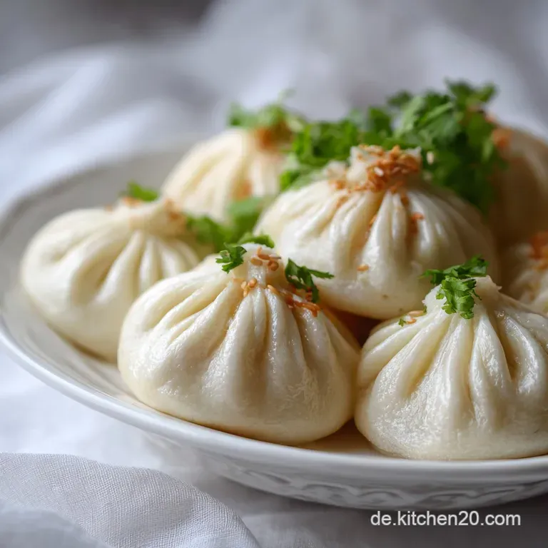 A delicate white bowl filled with rich, clear broth showcasing plump, light-colored dumplings and vibrant green herbs as g...