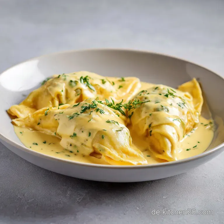 Maultaschen K&auml;se-Sahne-So&szlig;e: Goldbraun & Samtig