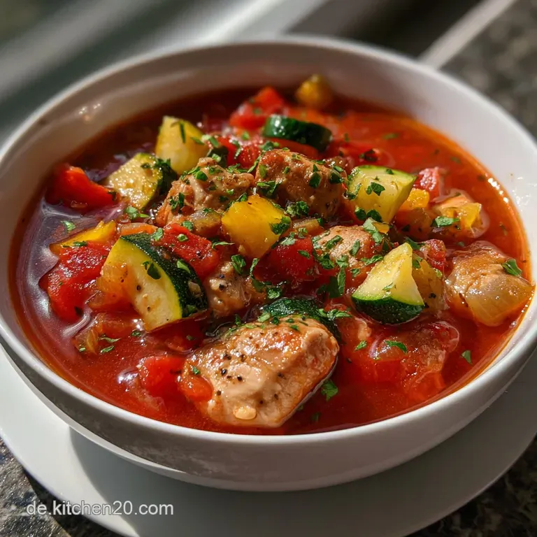 Mediterrane H&auml;hnchenGulaschsuppe: Sonnenk&uuml;che pur