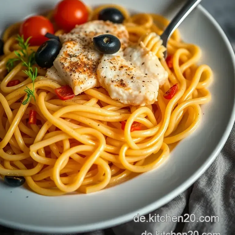 Mediterrane Pasta Mit Thunfisch Und Oliven presentation