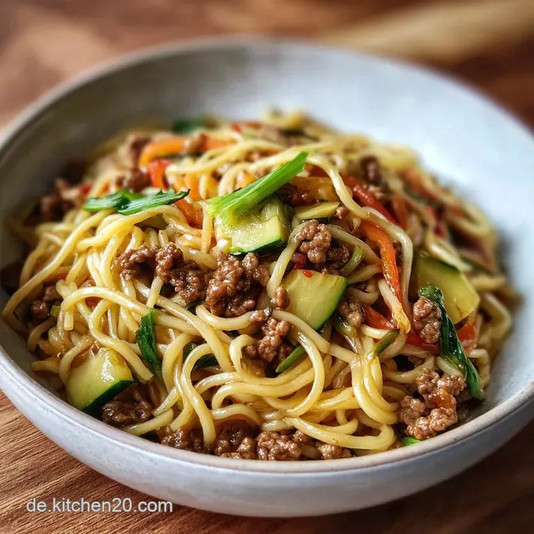 Schnelle Mie Nudel Pfanne mit Gem&uuml;se und Hack