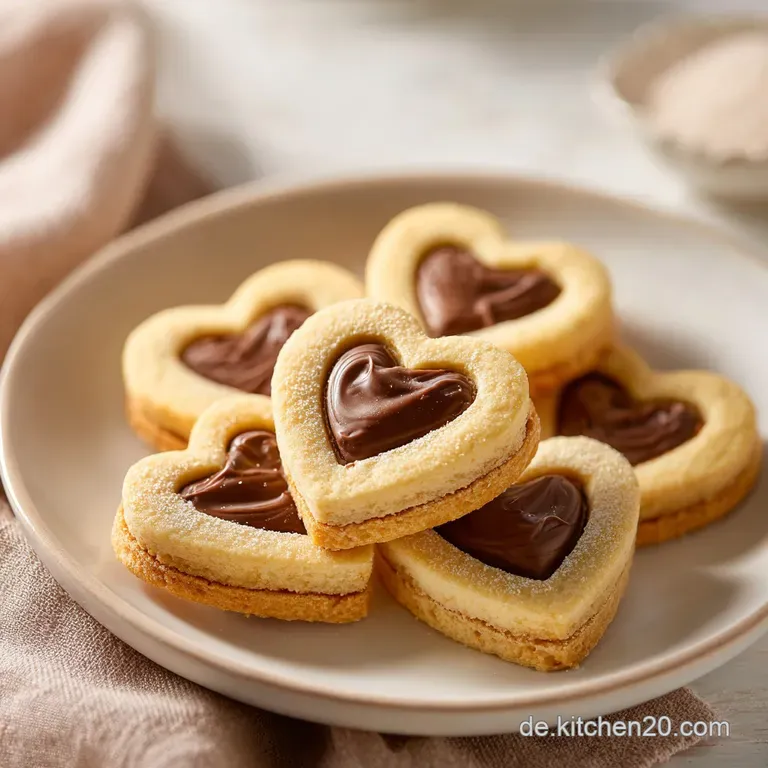 Elegantes Arrangement cremiger, schokobrauner Herzen auf Keramik, fein betr&auml;ufelt mit klebrigem, hellem Sirup.