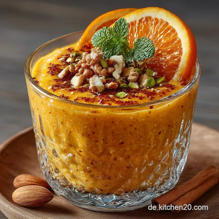 Sonnenkuss aus dem Mixer Der WachmacherSmoothie mit Orange Kurkuma und einem Hauch Ingwer presentation