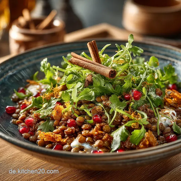 Orientalischer Linsensalat Aromenwunder mit Minze ger&ouml;steten Pistazien
