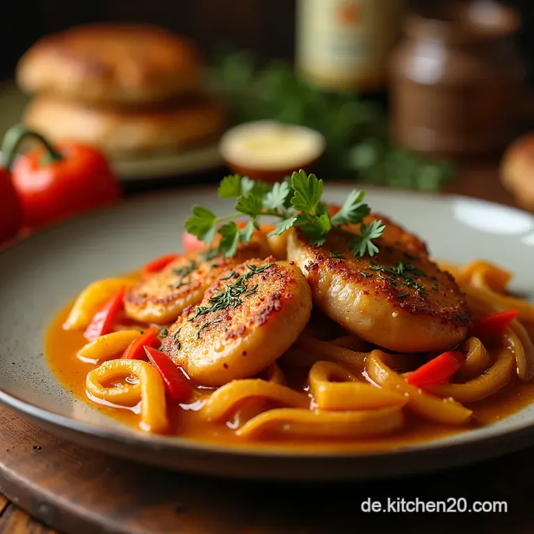 Paprikagl&uuml;ck Cremiges H&auml;hnchen in S&auml;miger Rahmso&szlig;e presentation