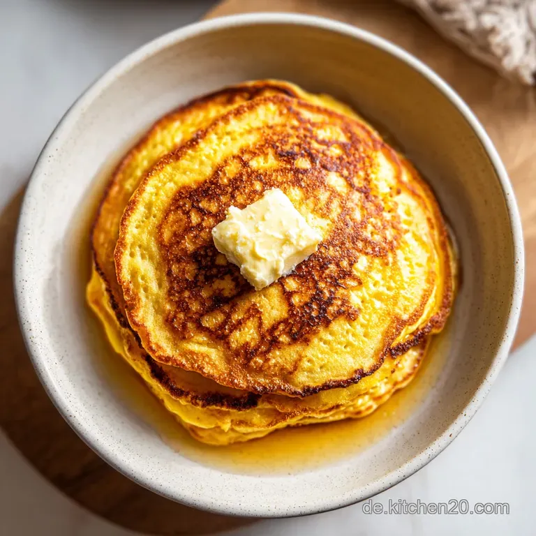 Fluffy pancakes elegantly stacked on a white plate, adorned with fresh berries and a dollop of cream.