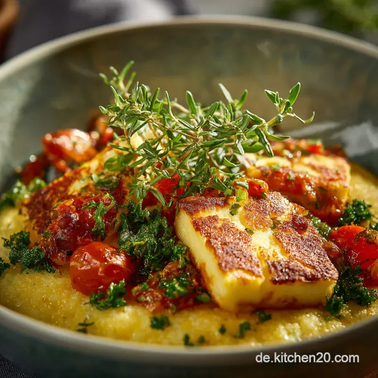 Die Goldene Sch&uuml;ssel Cremige Polenta Mit Mediterranem Gem&uuml;se Und Krossem Halloumi presentation