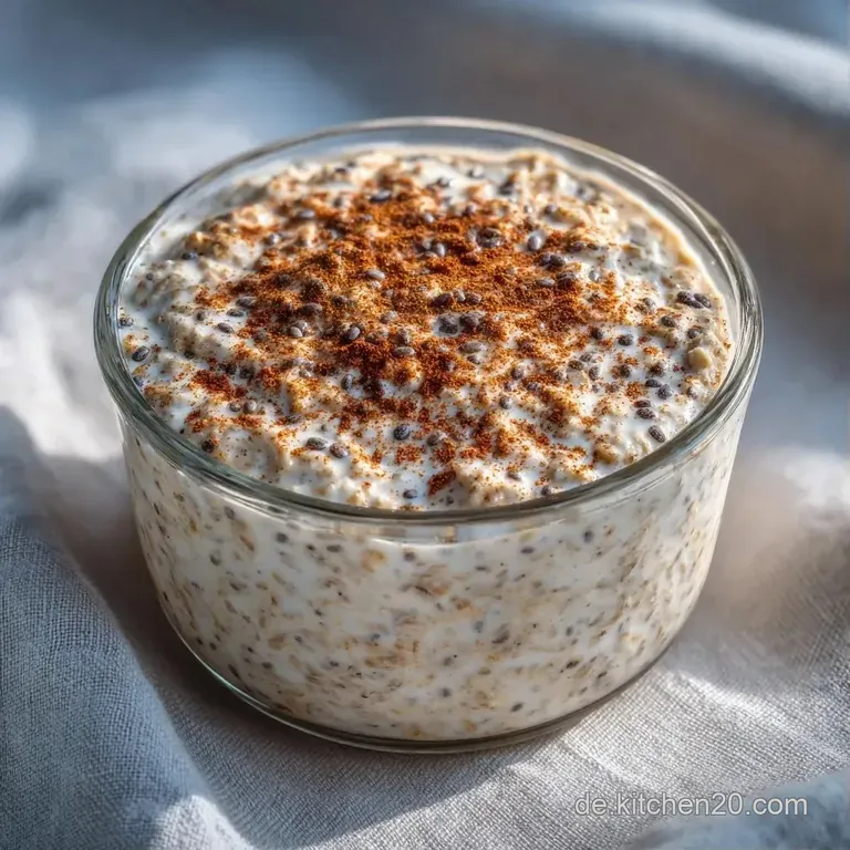 Ein stilvolles Glas mit hellen, cremigen Schichten auf rustikalem Holz, daneben ein L&ouml;ffel und frische Beeren.