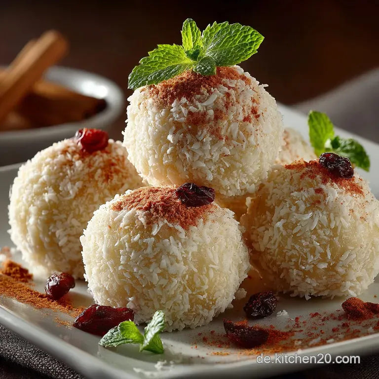 Italienische Versuchung RaffaelloKokosnussKugeln Cremig Knackig Ganz ohne Backen presentation