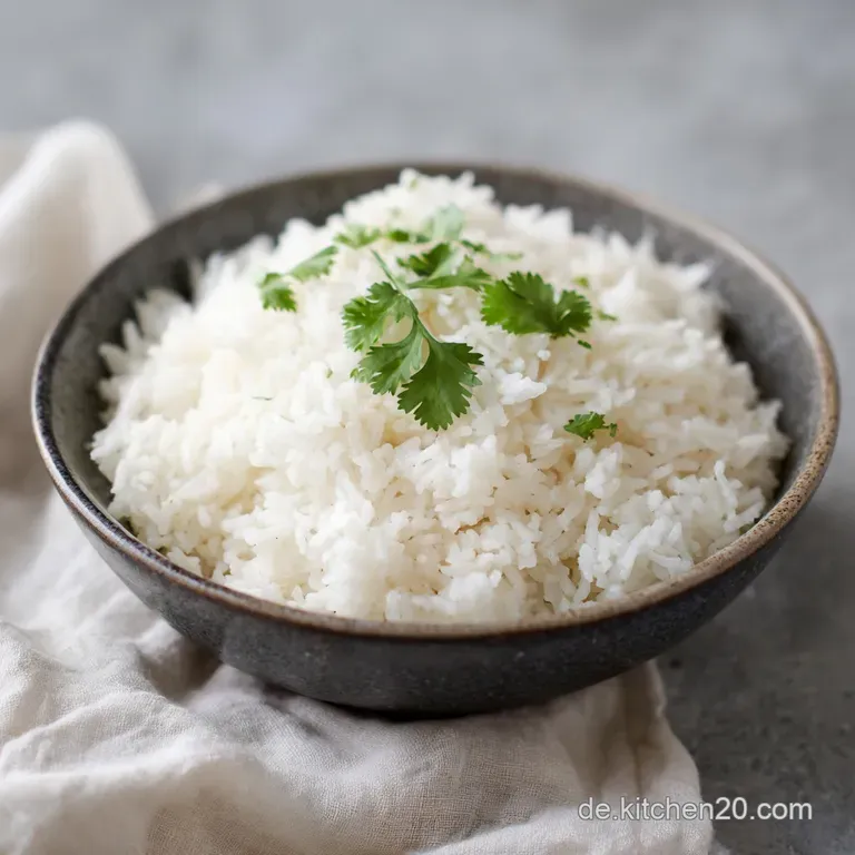 Perfectly formed mound of steamed rice on a plate, with delicate grains and a clean, minimalist aesthetic. Ready to enjoy.