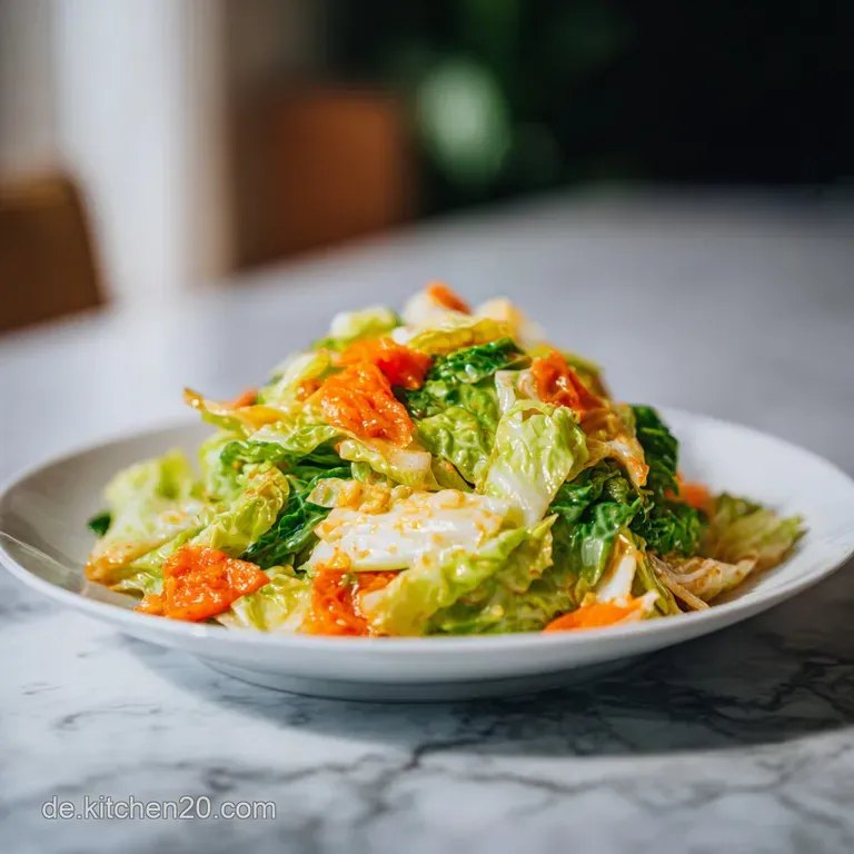A beautifully plated stir-fry with tender cabbage, bell peppers, and a sprinkling of sesame seeds against a dark background.