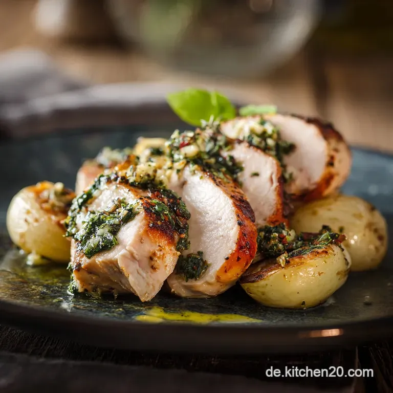 Saftige H&auml;hnchenbrust Aromatica BasilikumKnoblauchButter aus der Pfanne