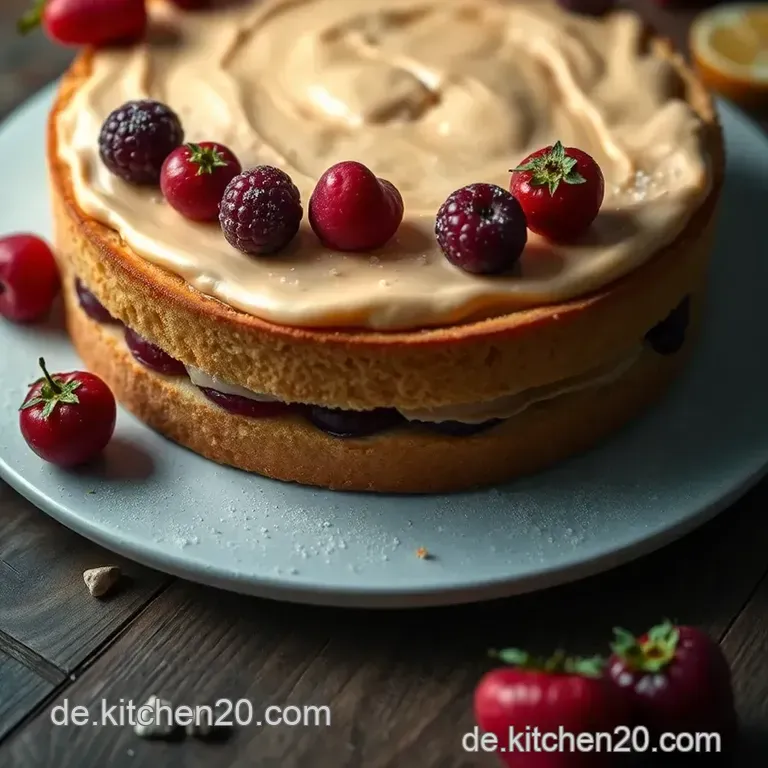 Sauerrahm-Torte Mit Frischen Himbeeren presentation