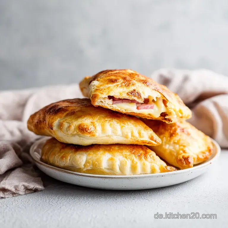 Crispy golden pastry parcels arranged artfully on a white plate with a light garnish.