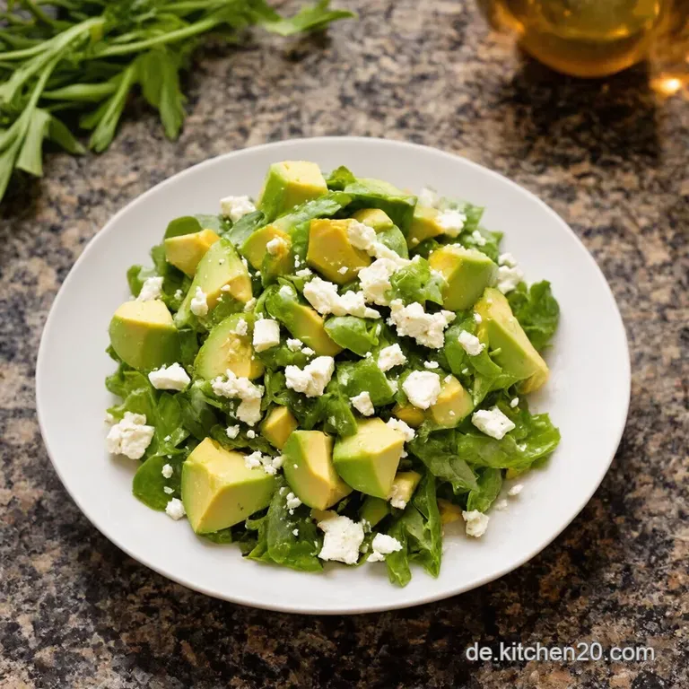 Sommerfrische Avocadosalat Mit Feta Tomaten Und Zitrone presentation