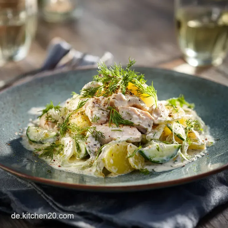 Sommerlicher Dillh&auml;hnchengurkensalat Der Cremige Low Carb Sommer-Hit presentation