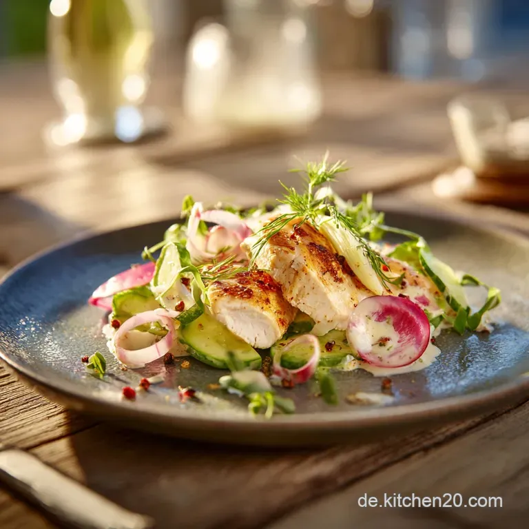 Sommerlicher DillH&auml;hnchenGurkensalat Der cremige Low Carb Sommer-Hit