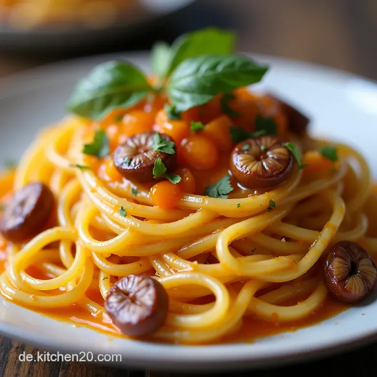 S&auml;mige Spaghetti mit knusprigem Rosenkohl und Waln&uuml;ssen