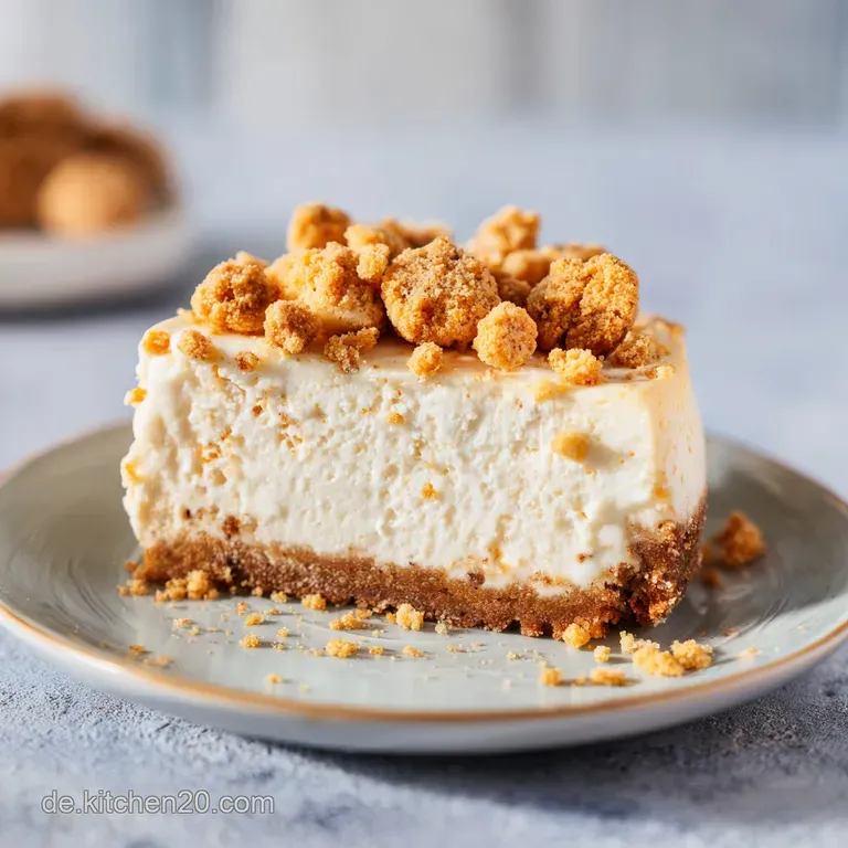 Ein cremiges Tortenst&uuml;ck auf einem wei&szlig;en Porzellanteller, garniert mit einer Zimtstange und feinen Keksst&uuml;cken.