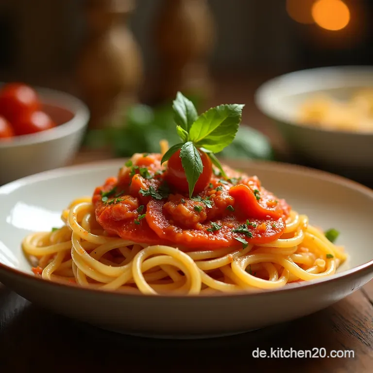 Blitzklassiker Spaghetti Mit Intensiver Thunfischtomatensauce presentation