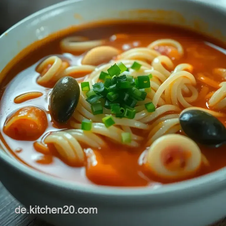 Tteokbokki: Koreanische Reiskuchen Im Feurigen Gochujang-Mantel presentation