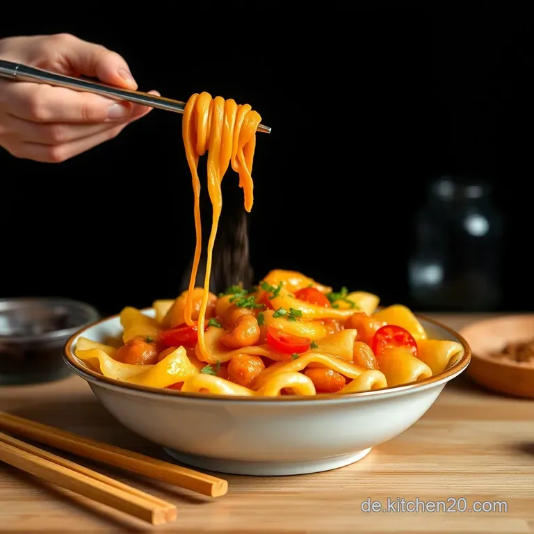 Tteokbokki: Koreanische Reiskuchen in Pikanter Sauce presentation