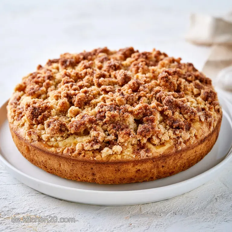 Ein saftiges Kuchenst&uuml;ck auf wei&szlig;em Porzellan, best&auml;ubt mit wei&szlig;em Puderzucker und flankiert von roten Beeren.