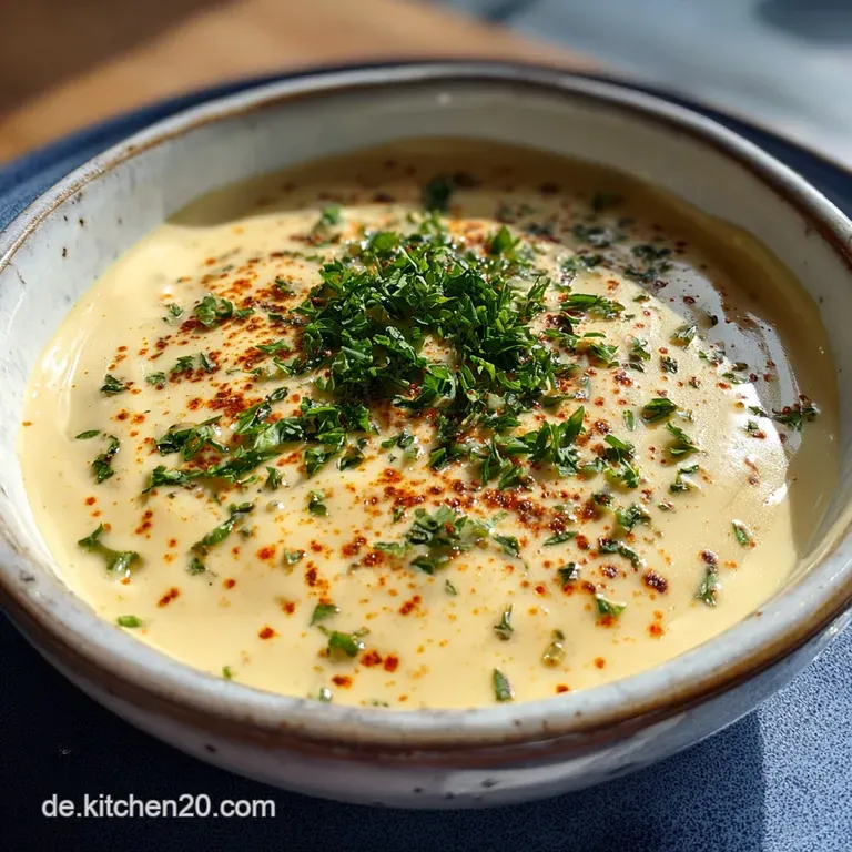 Silky vegan cheese sauce cascading over pasta, topped with cracked black pepper and fresh parsley. A comforting, plant-bas...