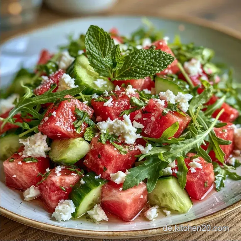 Ausgefallener Wassermelonen Feta Salat